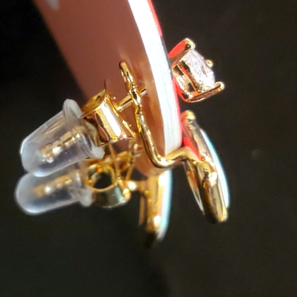 Anthropologie Post Earrings Iridescent stone unique earrings NEW with tags - Picture 3 of 10